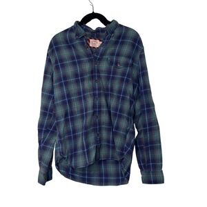 Brooks Brothers Flannel Shirt Mens M Blue Green Plaid